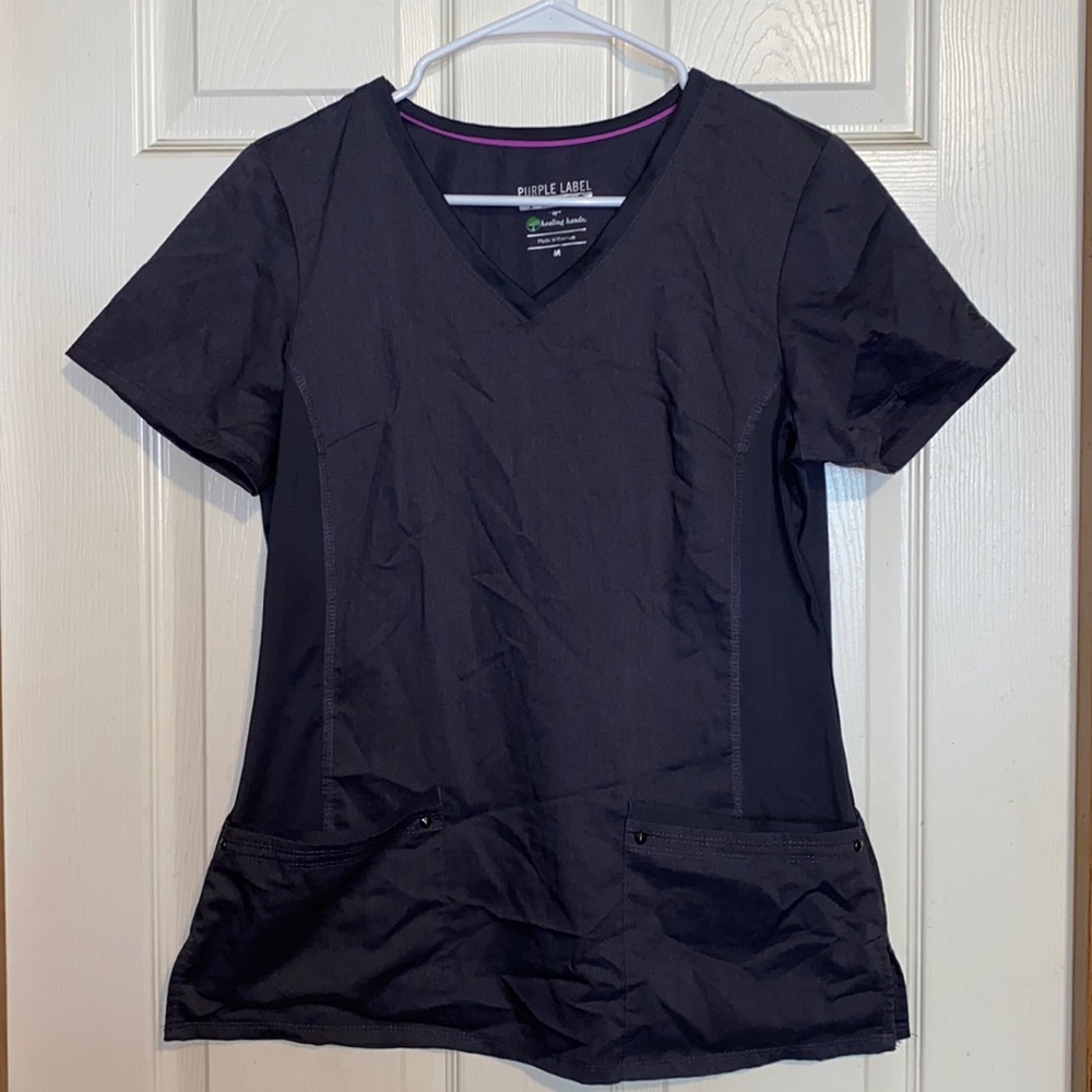 Purple Label Dark Grey Scrub Top